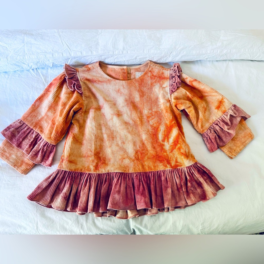 Story MFG organic corduroy tie dyed peplum top size S